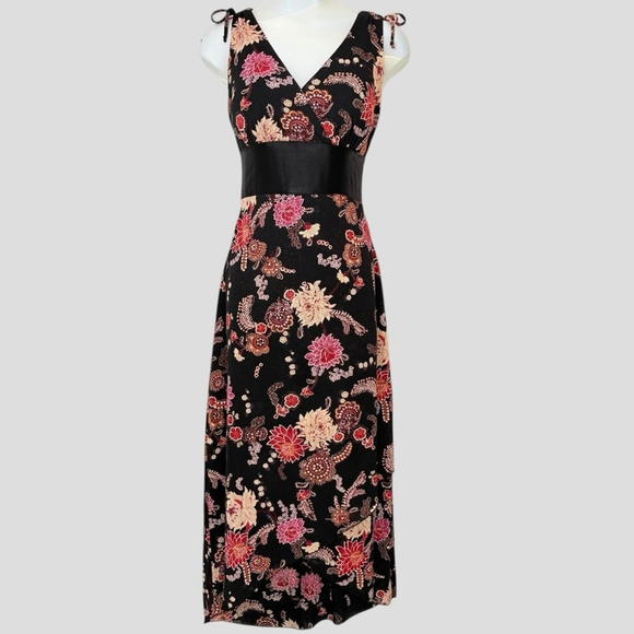 Ruby Rox Dresses & Skirts - VTG 90s Ruby Rox Black Floral Dress Satin Lace-Up Whimsigoth M